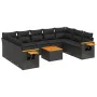 Gartensofa-Set 10-teilig mit schwarzen synthetischen Rattankissen von , Gartensets - Ref: Foro24-3259521, Preis: 674,88 €, Ra...