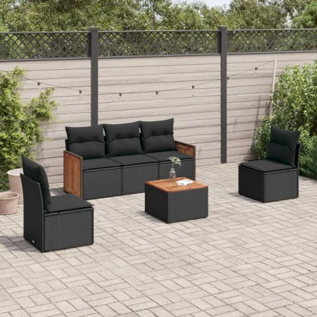 6-piece garden sofa set and black synthetic rattan cushions by , Garden sets - Ref: Foro24-3227532, Price: 339,86 €, Discount: %