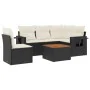 6-teiliges Gartensofa-Set und schwarze synthetische Rattankissen von , Modulare Sofas für den Außenbereich - Ref: Foro24-3224...