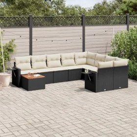 Gartensofa-Set 10-teilig mit schwarzen synthetischen Rattankissen von , Modulare Sofas für den Außenbereich - Ref: Foro24-322...