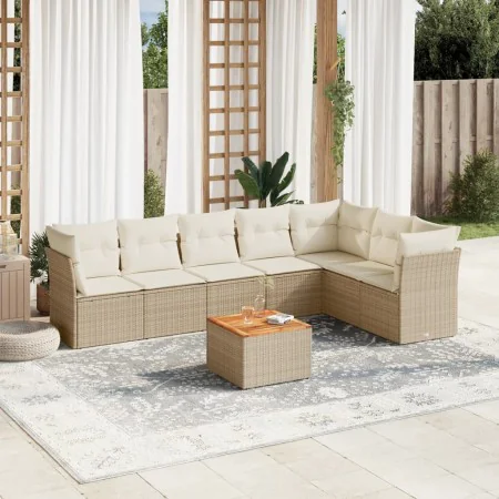 Garden sofa set with beige cushions 8 pcs PE rattan by , Garden sets - Ref: Foro24-3223678, Price: 621,67 €, Discount: %