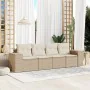 Gartensofa-Set mit Kissen, 4-teilig, beiges synthetisches Rattan von , Modulare Sofas für den Außenbereich - Ref: Foro24-3222...