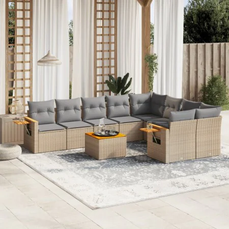 Garden sofa set with beige cushions 10 pieces synthetic rattan by , Garden sets - Ref: Foro24-3259553, Price: 714,99 €, Disco...