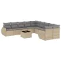 11-teiliges Gartensofa-Set mit beigen synthetischen Rattankissen von , Modulare Sofas für den Außenbereich - Ref: Foro24-3221...