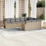 Gartensofa-Set mit beigen Kissen, 10-teilig, synthetisches Rattan von , Gartensets - Ref: Foro24-3219479, Preis: 696,57 €, Ra...