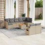 Gartensofa-Set mit beigen Kissen, 10-teilig, synthetisches Rattan von , Modulare Sofas für den Außenbereich - Ref: Foro24-322...