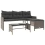 L-shaped garden sofa with table and gray PE rattan cushions by , Outdoor sofas - Ref: Foro24-365574, Price: 255,03 €, Discoun...