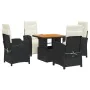 Set de muebles jardín 5 pzas con cojines ratán sintético negro de , Conjuntos de jardín - Ref: Foro24-3277316, Precio: 625,81...