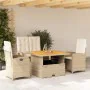 Garden dining set with cushions 4 pieces beige synthetic rattan by , Garden sets - Ref: Foro24-3277356, Price: 636,08 €, Disc...