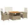 Garden dining set with cushions 4 pieces beige synthetic rattan by , Garden sets - Ref: Foro24-3277356, Price: 636,08 €, Disc...