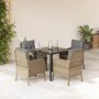 5-piece garden dining set with beige synthetic rattan cushions by , Garden sets - Ref: Foro24-3211984, Price: 465,87 €, Disco...