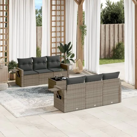 7-teiliges Gartensofa-Set mit grauen PE-Rattan-Kissen von , Gartensets - Ref: Foro24-3219909, Preis: 517,58 €, Rabatt: %