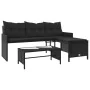 L-shaped garden sofa with black PE rattan table and cushions by , Outdoor sofas - Ref: Foro24-365572, Price: 248,35 €, Discou...