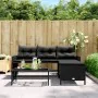 L-shaped garden sofa with black PE rattan table and cushions by , Outdoor sofas - Ref: Foro24-365572, Price: 248,35 €, Discou...