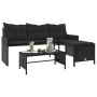 L-shaped garden sofa with black PE rattan table and cushions by , Outdoor sofas - Ref: Foro24-365572, Price: 248,35 €, Discou...