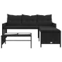 L-shaped garden sofa with black PE rattan table and cushions by , Outdoor sofas - Ref: Foro24-365572, Price: 248,35 €, Discou...