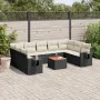 Gartensofa-Set 10-teilig mit schwarzen synthetischen Rattankissen von , Modulare Sofas für den Außenbereich - Ref: Foro24-322...