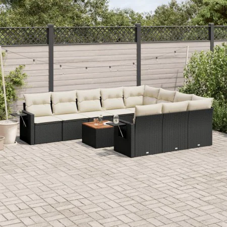 11-teiliges Gartensofa-Set und schwarze synthetische Rattankissen von , Modulare Sofas für den Außenbereich - Ref: Foro24-322...