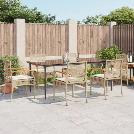 7-piece garden dining set with beige synthetic rattan cushions by , Garden sets - Ref: Foro24-3213629, Price: 596,74 €, Disco...