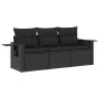 Garden sofa set with cushions 3 pieces black synthetic rattan by , Garden sets - Ref: Foro24-3219854, Price: 216,94 €, Discou...