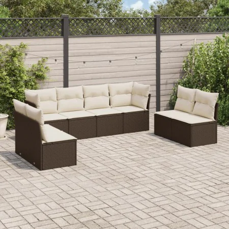 8-teilige Gartensofagarnitur und braune synthetische Rattankissen von , Gartensets - Ref: Foro24-3249292, Preis: 452,20 €, Ra...