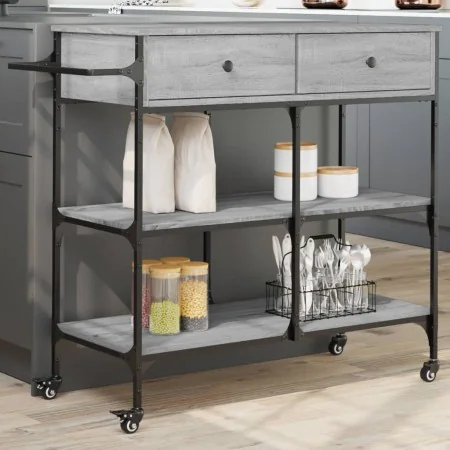 Sonoma gray engineered wood kitchen cart 105x42x95 cm by , Kitchen and dining carts - Ref: Foro24-842379, Price: 126,94 €, Di...