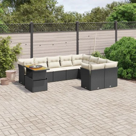 Garden sofa set 10 pieces with black synthetic rattan cushions by , Garden sets - Ref: Foro24-3271014, Price: 655,24 €, Disco...