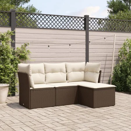 4-teilige Gartensofagarnitur und braune synthetische Rattankissen von , Gartensets - Ref: Foro24-3217543, Preis: 258,76 €, Ra...