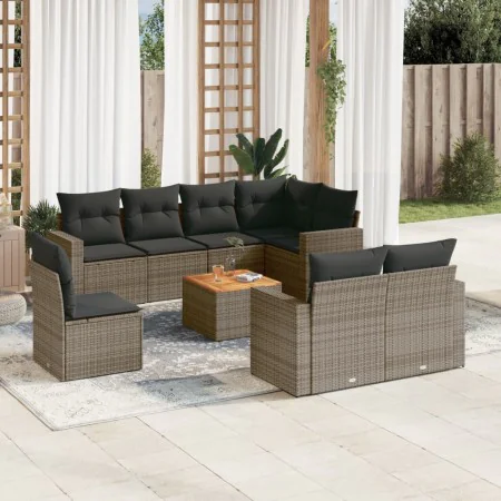 9-piece garden furniture set and gray synthetic rattan cushions by , Garden sets - Ref: Foro24-3256494, Price: 592,84 €, Disc...