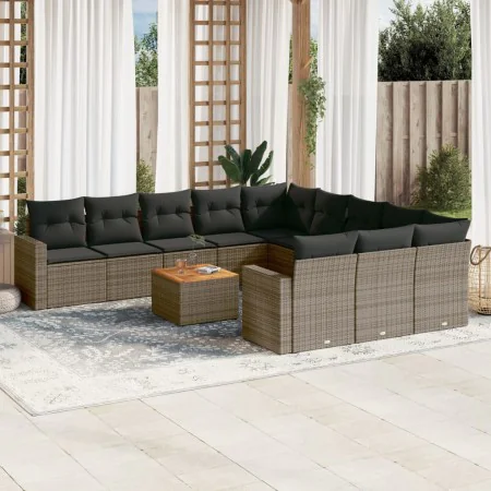 12-teiliges Gartensofa-Set mit grauen synthetischen Rattankissen von , Gartensets - Ref: Foro24-3256683, Preis: 841,56 €, Rab...