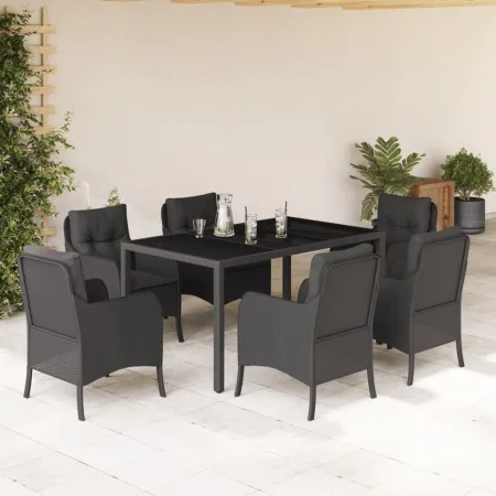 7-piece garden dining set with black synthetic rattan cushions by , Garden sets - Ref: Foro24-3211851, Price: 716,70 €, Disco...