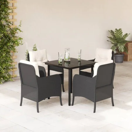 5-teiliges Gartenmöbel-Set mit Kissen synthetisches Rattan schwarz von , Gartensets - Ref: Foro24-3211914, Preis: 412,37 €, R...