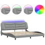 Estructura de cama con luces LED tela gris claro 200x200 cm de , Camas y somieres - Ref: Foro24-3213725, Precio: 273,81 €, De...