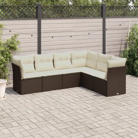 Set of 6 garden sofas and brown synthetic rattan cushions by , Garden sets - Ref: Foro24-3249522, Price: 398,14 €, Discount: %