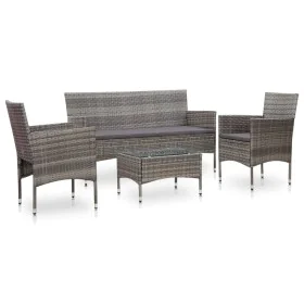 4-piece garden furniture set and gray synthetic rattan cushions by vidaXL, Garden sets - Ref: Foro24-45890, Price: 191,68 €, ...