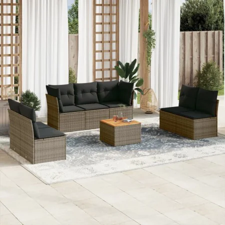 Garden sofa set 8 pieces and gray synthetic rattan cushions by , Garden sets - Ref: Foro24-3255899, Price: 477,18 €, Discount: %