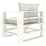 Set of pallet furniture for garden, 7 pieces, wood with beige cushions by , Garden sets - Ref: Foro24-3052443, Price: 640,95 ...