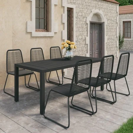 7-teiliges Garten-Esszimmerset aus schwarzem PVC-Rattan von , Gartensets - Ref: Foro24-3060122, Preis: 584,76 €, Rabatt: %