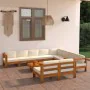 Garden furniture set 10 pieces with cream cushions acacia wood by , Garden sets - Ref: Foro24-3057945, Price: 1,00 €, Discoun...