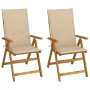 Reclining garden chairs 2 units solid acacia wood with cushions by , Garden chairs - Ref: Foro24-3064062, Price: 181,67 €, Di...