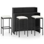 Set muebles de bar para jardín 4 piezas y cojines negro de , Conjuntos de jardín - Ref: Foro24-3064876, Precio: 364,29 €, Des...