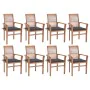 Solid teak dining chairs set of 8 with anthracite gray cushions by , Garden chairs - Ref: Foro24-3072973, Price: 789,65 €, Di...