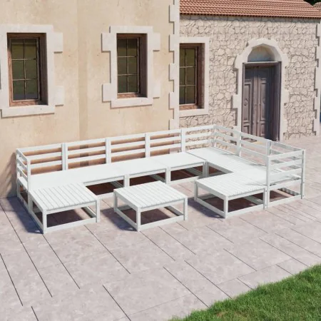 10-piece white solid pine wood garden lounge set by , Garden sets - Ref: Foro24-3075760, Price: 510,87 €, Discount: %