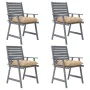 Dining garden chairs with cushions 4 pcs solid acacia wood by , Garden chairs - Ref: Foro24-3078422, Price: 350,85 €, Discoun...