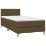 Boxspringbett-Matratze und LED-Leuchten aus dunkelbraunem Stoff, 80 x 200 cm von , Betten und Lattenroste - Ref: Foro24-31335...