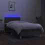 Boxspringbett-Matratze und LED-Leuchten aus dunkelbraunem Stoff, 80 x 200 cm von , Betten und Lattenroste - Ref: Foro24-31335...