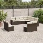 Gartensofa-Set 11-teilig mit braunen synthetischen Rattankissen von , Modulare Sofas für den Außenbereich - Ref: Foro24-32514...