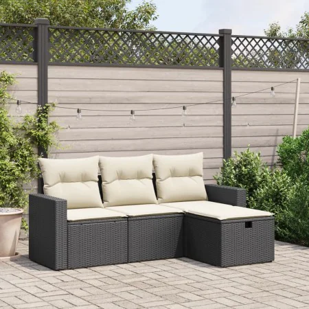 4-teilige Gartensofagarnitur mit schwarzen synthetischen Rattankissen von , Gartensets - Ref: Foro24-3263442, Preis: 254,89 €...