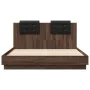 Oak brown engineered wood bed with headboard 120x200 cm by , Beds and slatted bases - Ref: Foro24-3209932, Price: 169,76 €, D...