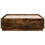 Bed frame with LED lights smoked oak wood 120x190 cm by , Beds and slatted bases - Ref: Foro24-3209657, Price: 151,56 €, Disc...